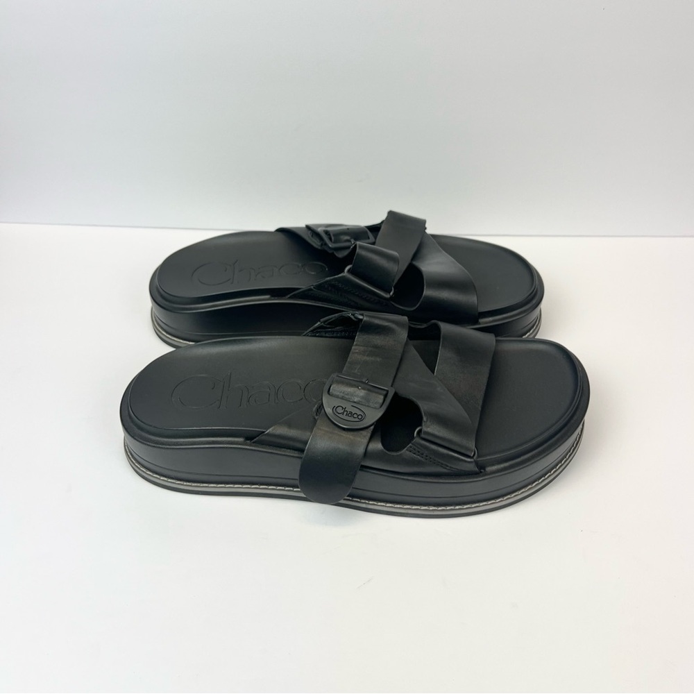 Chaco Townes Midform Leather Slides Sandals Women’s Size 11 M Black Leather - Picture 4 of 8
